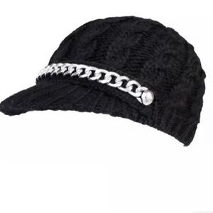 Michael kors knit hat with silver chain